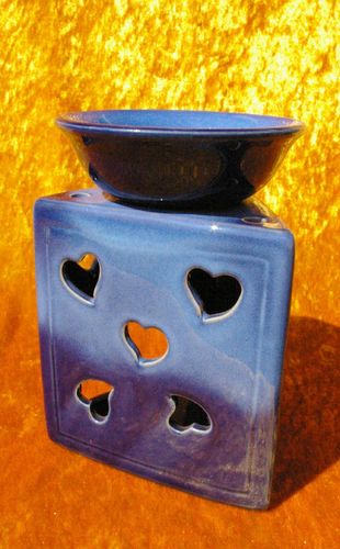Aromalampe Prisma Herz blau Keramik für Aromatherapie Raumbeduftung (Duftlampe)